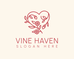 Flower Vine Heart logo design