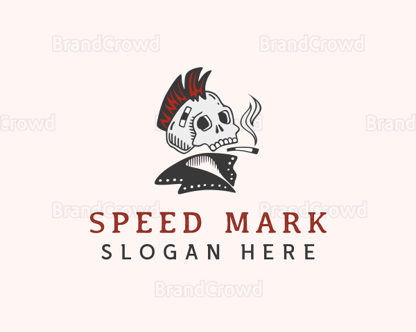 Skull Mohawk Rockstar Logo