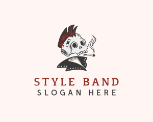 Skull Mohawk Rockstar logo design