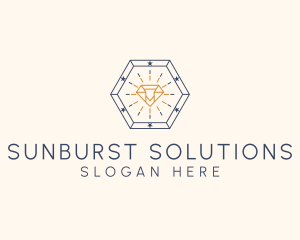 Sunburst - Hexagon Stars Diamond logo design