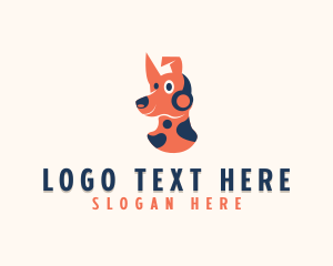 Pet - Headphones Puppy Dog logo design