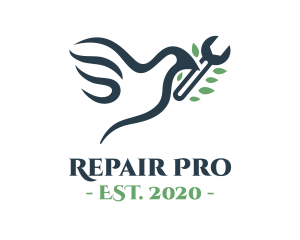 Dove Repair Spanner Wrench logo design