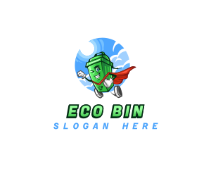 Bin - Trash Bin Superhero logo design