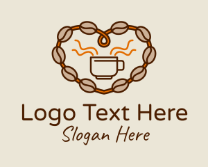 Coffee Latte - Heart Coffee Beans logo design
