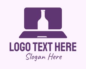 Alcoholic - Purple Bottle Laptop logo design