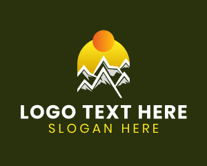 Trekking - Natural Mountain Sunrise logo design