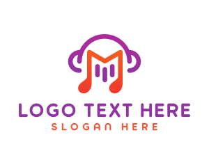 Headset - Music DJ Letter M logo design
