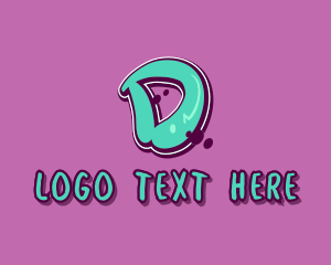Green And Pink - Modern Graffiti Letter D logo design