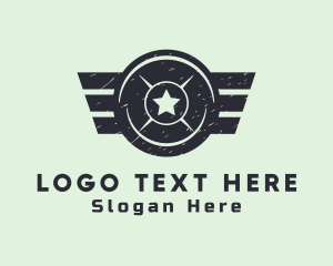 Grunge - Barbell Weights Badge logo design