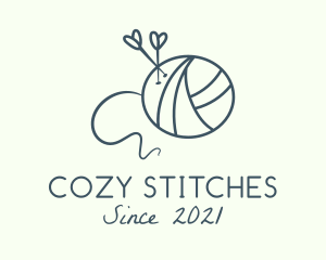 Knitter - Heart Needle Yarn logo design