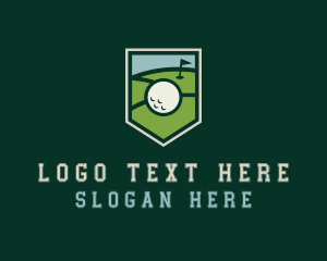 Golf Flag - Golf Course Shield logo design