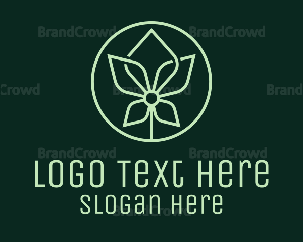 Green Orchid Monoline Badge Logo