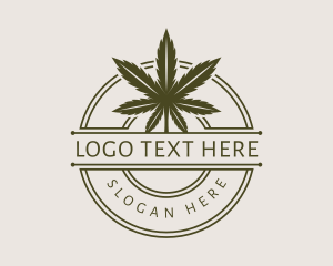 Therapy - Marijuana Round Badge logo design
