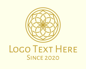 Gold Flower - Golden Mandala Flower Pattern logo design
