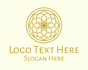 Golden Mandala Flower Pattern Logo