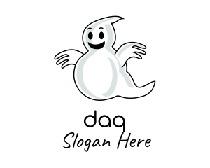 Haunted - Happy Halloween Ghost logo design