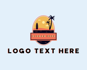 Surf Board - Sunset Beach Vacation logo design