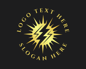 Power Plant - Lightning Sun Power logo design
