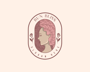 Bun - Curly Hair Woman logo design