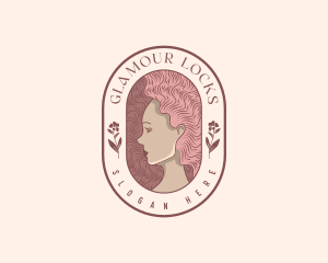 Wig - Curly Hair Woman logo design