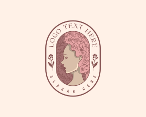 Hairdresser - Curly Hair Woman logo design