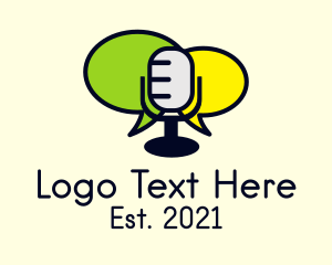 Voice Acting - Microphone Podcast Chat logo design