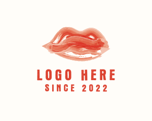 Makeup - Lady Lipstick Watercolor logo design