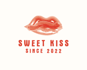 Kiss - Lady Lipstick Watercolor logo design