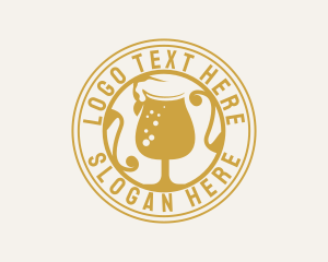 Beer Glass - Golden Beer Glassware logo design