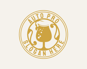 Beer Glass - Golden Beer Glassware logo design