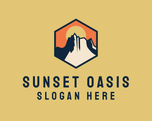 Hexagon Mountain Sun logo design