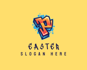 Music Label - Street Art Letter P logo design