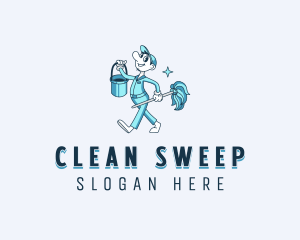 Mop - Janitorial Mop Sanitation logo design