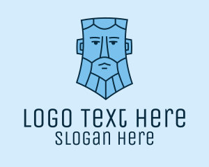 Blue Man - Geometric Tough Man logo design