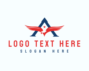 Flight - American Eagle Bird Letter A logo design
