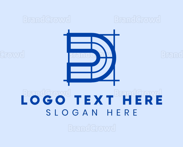 Architecture Construction Blueprint Letter D Logo