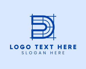 Floor Plan - Architecture Construction Blueprint Letter D logo design