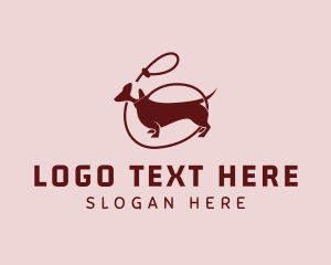 Dog Training - Daschund Dog Leash logo design