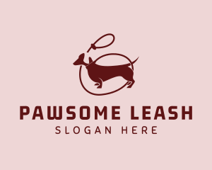 Daschund Dog Leash logo design