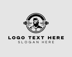 Gym - Male Athletic Weightlifter logo design