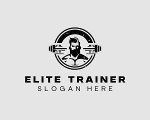 Male Athletic Weightlifter logo design