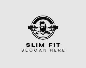 Male Athletic Weightlifter logo design