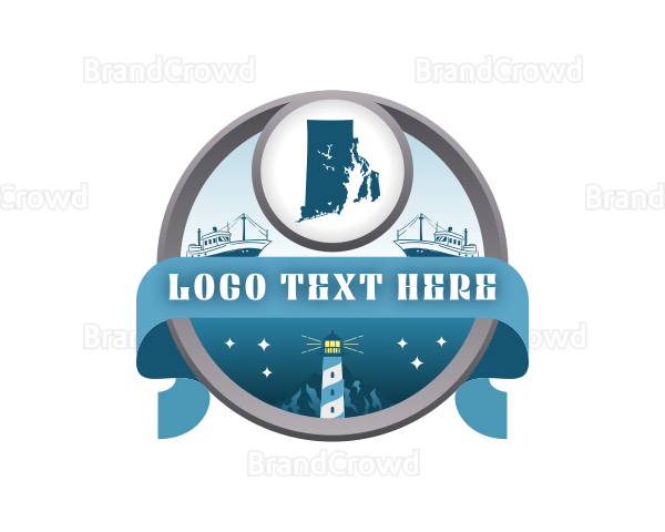 Rhode Island Map Lighthouse Logo