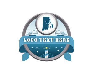 America - Rhode Island Map Lighthouse logo design