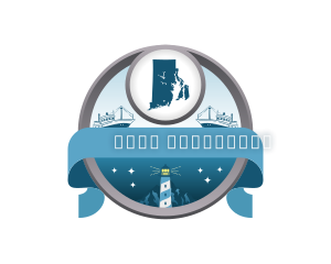 Rhode Island Map Lighthouse Logo