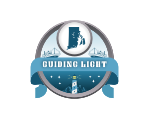 Rhode Island Map Lighthouse logo design