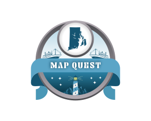 Rhode Island Map Lighthouse logo design