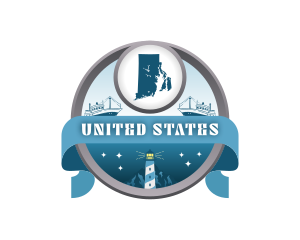 Rhode Island Map Lighthouse logo design