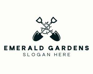 Gardening Plant Leaf Shovel logo design