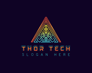 Cyber Tech Triangle logo design